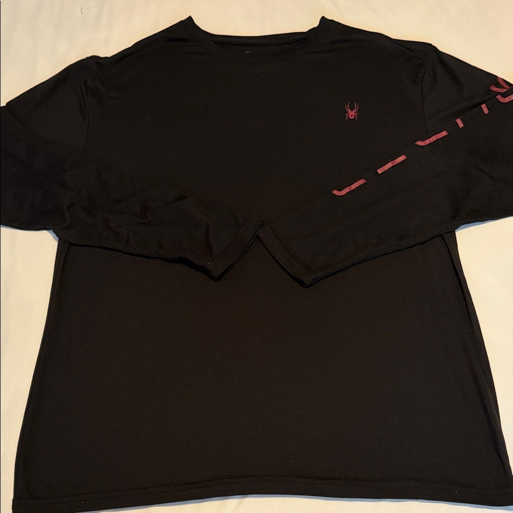 Spyder Men's Black and Red Long Sleeve Tee